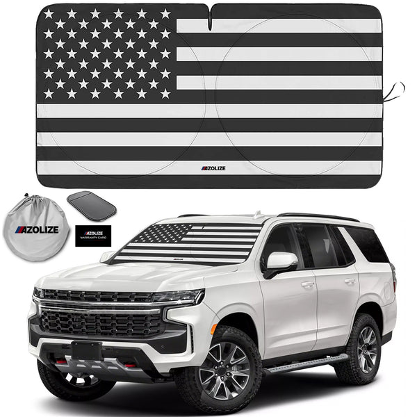 1-PIECE WINDSHIELD SUNSHADE B&W USA AMERICAN FLAG DESIGN - Azolize